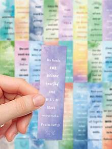 30pcs Bible Verse Bookmarks, Book/Journal/Planner Scrapbook Reading Marked Cards, Paper Bookmark School Supplies,Back To School - Multicolor - View 3