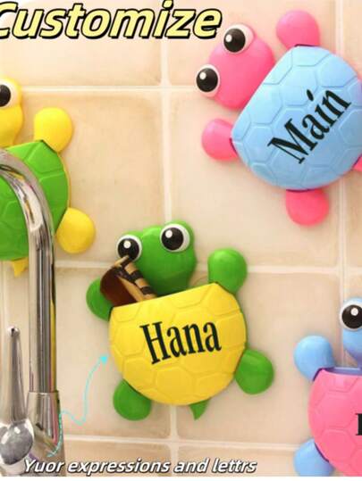 Personalized Plastic Toothbrush Wall Holder With Powerful Suction Cup, Toothbrush And Toothpaste Storage Organizer