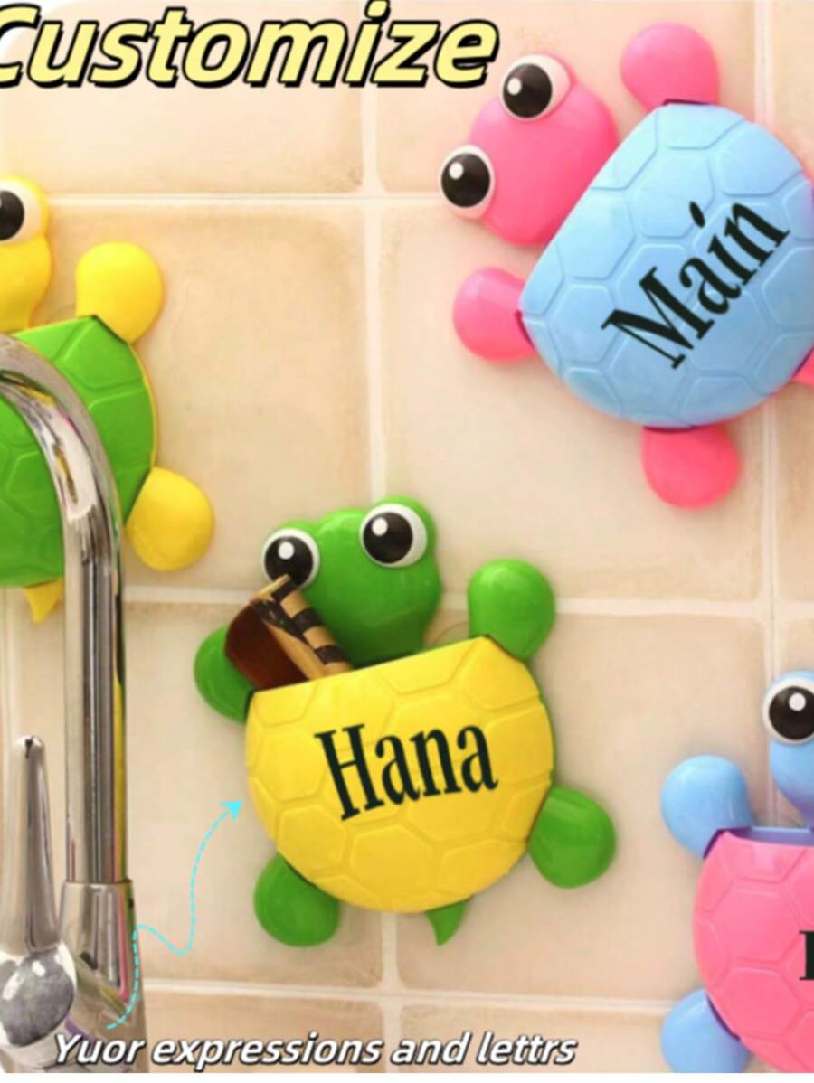 Personalized Plastic Toothbrush Wall Holder With Powerful Suction Cup, Toothbrush And Toothpaste Storage Organizer