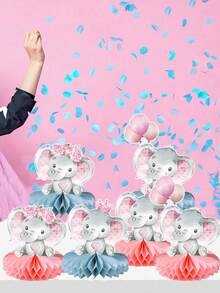 6 piezas Centros de mesa de panal con diseño de elefante rosa para baby shower, decoración de panal con patrón de flor y elefante rosa para fiesta de revelación de género, suministros para fiesta de cumpleaños, nacimiento de niño/niña, decoración para celebración, decoración para revelación de género, decoración para baby shower, centro de mesa, regalo para baby shower, base de panal, decoración de foto para fiesta - Elefante rosa - Ver 4