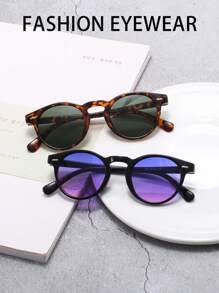 新款男女通用圆框橡胶底时尚眼镜，搭配时尚海洋色镜片，兼具设计感与实用性，深受欧美名流青睐。