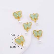 10pcs Jade-Like Glass Butterfly Beads DIY Jewelry Accessories, Suitable For Bracelet, Earrings, Pendant Handmade Crafts