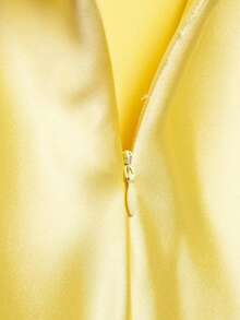 Seelio Summer New Arrival Women's Fashionable Sexy V-Neck Satin Slip Backless Midi Dress - Yellow - View 9