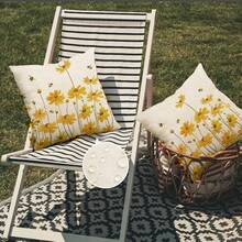 Summer Outdoor Pillow Covers 18x18 Set Of 2 Waterproof Daisy Throw Pillow Covers Spring Decorative Farmhouse Cousion Case For Patio Furniture Garden Home Sofa Couch Yellow - 黃色 - 查看 6