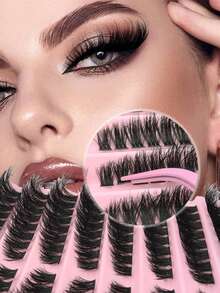 160 件独立睫毛簇 80D D 卷曲 8-16 毫米 DIY 单根睫毛延长套件，超浓密、蓬松、自然、可重复使用，适合家庭使用、外出、日常生活、婚礼、约会、派对、音乐节和旅行睫毛簇、睫毛簇、单根睫毛、睫毛、假睫毛