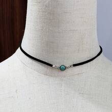 1 chiếc vòng cổ nhung Hàn Quốc nhiều màu khảm đá, vòng cổ đá tự nhiên phong cách Bohemian thanh lịch dễ thương hình học 3D thời trang cổ điển đa năng, thích hợp cho trang phục thường ngày, tiệc tùng, du lịch - vòng cổ - Xem 1