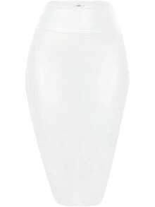 Faux Leather Skirts For Women High Waisted Leather Bodycon Pencil Skirt - Da giả màu trắng - Xem 1