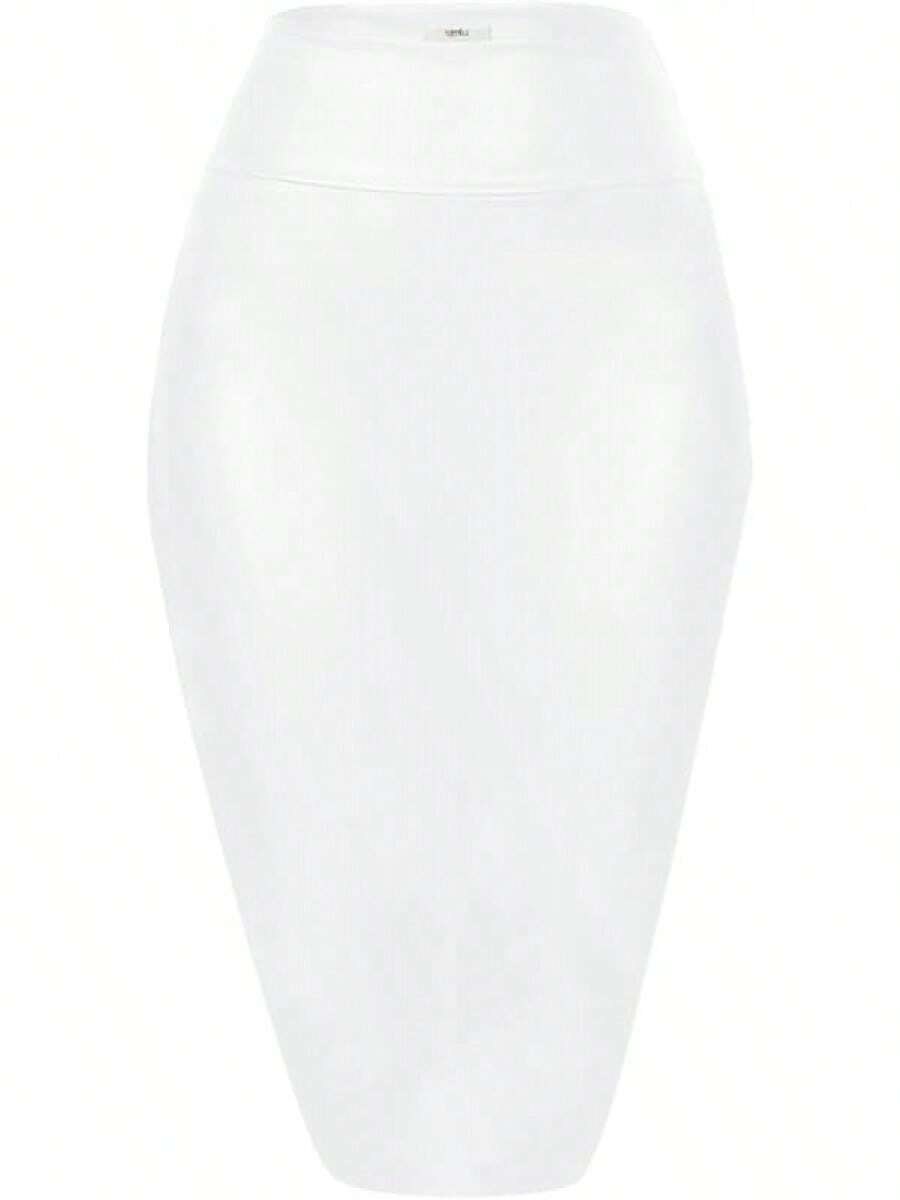 Faux Leather Skirts For Women High Waisted Leather Bodycon Pencil Skirt - Da giả màu trắng - Xem 1