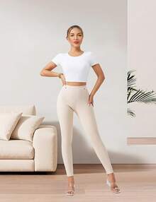 Women's Denim Jeggings Stretch Pull-On Jegging Casual Pants With Pocketshalloween - 米色 - 查看 2