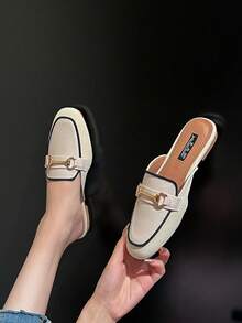 Women's Pointed Toe Chunky Heel Suede Pumps With Back Strap, Breathable Closed Toe High Heel Slingbacks For Summer - Apricot - View 3