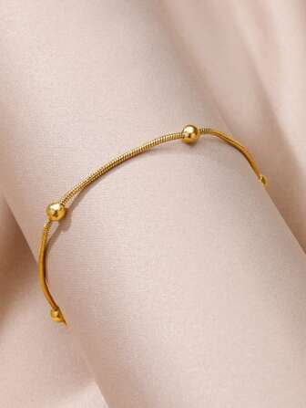 Classic Round Bead Chain Anklet Fashion Simple Jewelry Elegant Accessories Mother's Day Gift Suitable For Summer