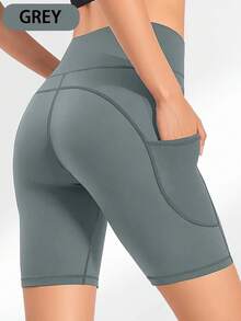 5 Pack Women's Biker Shorts With Pockets,High Waisted Tummy Control,Super Soft,Workout Running Yoga Athletic Shorts,For Gym Yoga Running Summer Clothes,Medium Stretch, Solid Color, All-Season - 5PCS - 查看 7