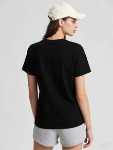 Women'S 100% 200g Printed T-Shirt  Round Neck Comfortable And Breathable  Available In Black, White, And Royal Blue  GYM Therapy Print  Ideal For Gym And Casual Wear - 黑色 - 查看 2