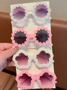 2/3/4Pcs Girls Cute Newest Flower Kids Children Fashion Glasses Eyewear, Card Only Show, Don't Shipping, Card Only Show, Don't Shipping