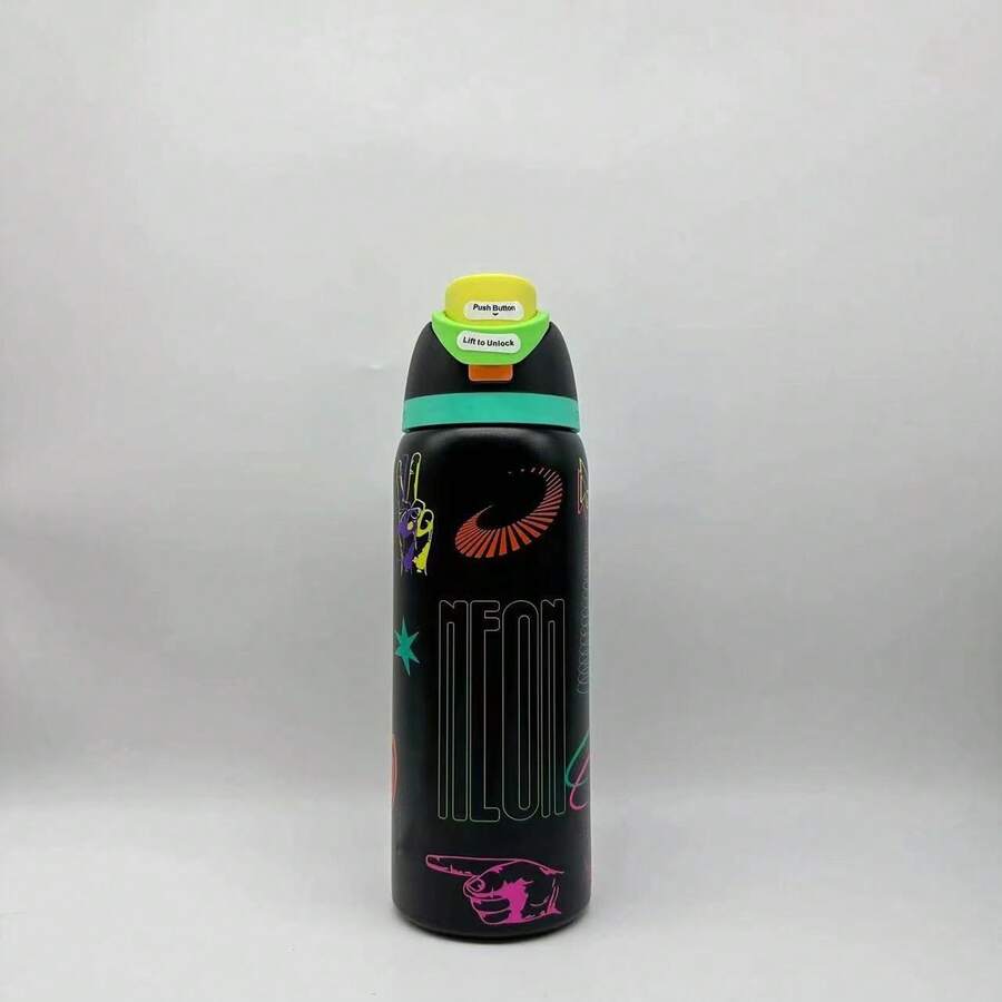 OwalaFreeSipInsulated Stainless Steel Water Bottle With Straw, BPA-FreeSports Water Bottle, Great For Travel, 32 Oz, Very, Very Dark - Black Print - View 1