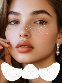 6片闪光彩虹雀斑面部纹身全息星星激光闪光雀斑防水彩虹闪光临时纹身适用于骄傲化妆配件派对音乐节 - 彩色 - 查看 6