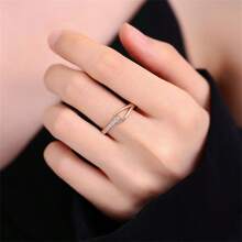 1 pieza Anillo con diseño geométrico hueco, de circonia, de estilo estético, delicado y lujoso al estilo coreano, ideal para uso diario casual