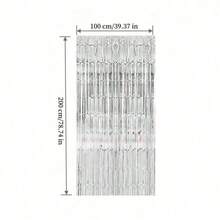 4 包铝箔窗帘背景银色金属丝箔流苏窗帘照片亭道具适用于生日婚礼订婚育儿室装饰婴儿洗礼单身派对圣诞节节日庆祝派对装饰、母亲节毕业季装饰、生日、单身派对、准新郎派对装饰 - 4 包 - 銀色 - 查看 2
