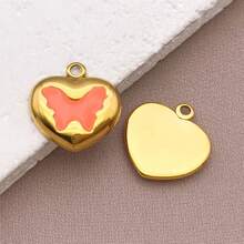 2pcs Fashion Enamel Stainless Steel Butterfly Charm High Quality Gold-Plated Love Butterfly Spacer Beads Pendant For DIY Bracelet Necklace Jewelry Making Craft Accessories