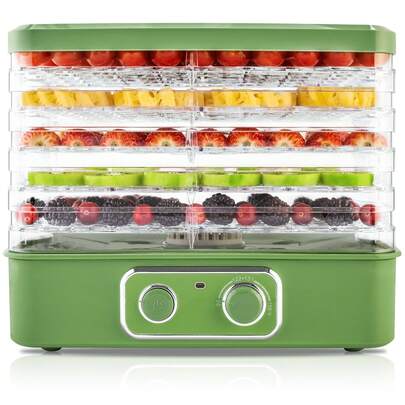 SUSTEAS 5-Tray Food Dehydrator For Jerky, Fruit, Meat & Veggies | Adjustable Temp Control, 240W, Stackable Design | Perfect For Dried Snacks, Herbs & More