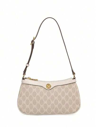 Modische, klassische und vielseitige unifarbene PU-wasserdichte Schultertasche, Dekoratives Design mit Metallschnalle als Unterarmtasche, ganzkörperbedrucktes Design als Schultertasche, geeignet für Einkaufen, Pendeln zur Arbeit, Ausgehen für Partys und Treffen