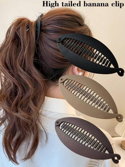 1pc/2pcs/3pcs Large Elegant Mermaid Tail Design Plastic Hair Claw Clips, Vertical Hair Claws For Ponytail, Bun, Wavy Hairstyle, Spring/Summer New Arrival, Great Gift For Friends, Easy To Use
