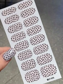 1 张全新豹纹全覆盖指甲贴，防水可移除指甲贴，适合女士，适合节日、派对、生日礼物 - 黑與白 - 查看 3