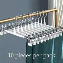 10 件防损裤架，不锈钢防滑衣架，可调节夹子，适用于裤子、裙子、内衣 - 彩色 - 查看 11