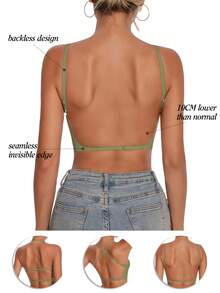 Women's Backless, Strapless Bra, Seamless Bra For Summer, Bridal Bra, Bride Lingerie, 3 Strap Options, Breathable, Adjustable Straps, Lightweight, Comfortable, Suitable For Weddings, Formal Dresses, Spaghetti Strap Dresses, A/B Cup - Green - View 4