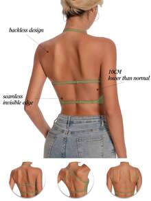 Women's Backless, Strapless Bra, Seamless Bra For Summer, Bridal Bra, Bride Lingerie, 3 Strap Options, Breathable, Adjustable Straps, Lightweight, Comfortable, Suitable For Weddings, Formal Dresses, Spaghetti Strap Dresses, A/B Cup - Green - View 7