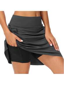 Women's 20" Knee Length Skorts Skirts Athletic Tennis Golf Running Skirts For Women Long Skorts Skirts For Women With Pockets Tennis Skirt Skort - 藍色 - 查看 7