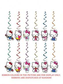Hello Kitty 6/12 stuks Hello Kitty Party hangende swirls plafond streamers folie schattige decoratie Happy Birthday feestbenodigdheden HelloKitty feestdecoraties voor vrijgezellenfeesten, afstudeerfeesten en andere feestelijke gelegenheden