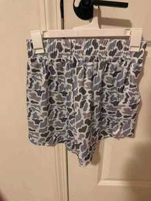1PCS DAckCamo Shorts Women'S Hi-Waisted Dolphin Shorts, High Waist Breathable Yoga Shorts - Màu xanh nhạt - Xem 7