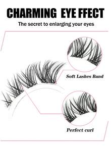 10 Pairs Of Fox Style Natural And Long Flowing False Eyelashes Cat Eye Lashes Natural And Soft Whole Eyelashes End Lengthened False Eyelashes Reusable Suitable For Beginners - 眼尾拉長款 - 查看 3