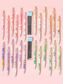 Creative Automatic Peach Shaped Mechanical Pencil, High-Stylish Student Pencil For Campus Study, Perfect For Back To School, Birthday Gift, And Reward - Multicolor - View 2