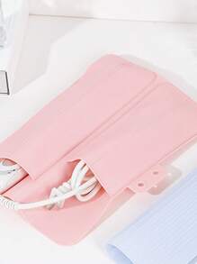 1pc Silicone High-Temperature Resistant Travel Bag, Suitable For Curling Irons And Straighteners - Portable Anti-Perming Storage Bag With Heat Insulation Pad, Pink And Blue, Suitable For Long Hair Styling Tools