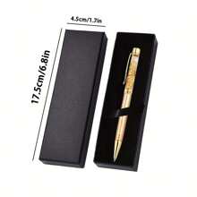 Caja de regalo con bolígrafo dorado personalizado y bolígrafo de metal con acabado en oro, bolígrafo de metal líquido con lámina de oro de alta gama, grabado personalizado, escritura suave, adecuado como regalo empresarial, regalo publicitario, regalo navideño, regalo de empresa, regalo escolar, material escolar, vuelta al cole.