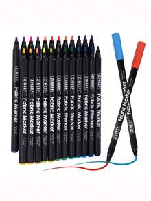 12/24色1盒布画笔防水不褪色涂鸦笔织物笔手工绘画笔DIY彩绘T恤鞋刷马克笔彩色笔，学校用品，返校