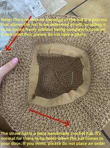 1pc Fashion Rainbow Stripe Straw Bucket Hat, For Outdoor Travel, Women Summer Breathable Sun Protection, Beach Gift Accessory