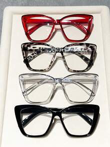 1/4 par de gafas de marco transparente minimalista de gran tamaño, adecuadas para uso diario - Multicolor - Ver 2