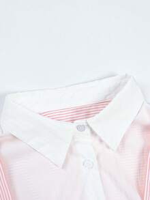 女士休闲百搭二合一系带衬衫 - 粉色 - 查看 5