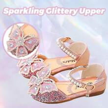 1 Pair Fashion Princess Shoes For Toddler Girls - Soft Bottom Sandals With Rhinestone And Bow, Baby Shoes With Rhinestone, Girls Dance Ballet Slippers With Sequin