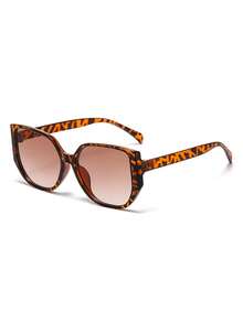 1 副男女通用豹纹方形镜框棕色眼镜，适合优雅装扮、旅行、运动、驾驶、节日、海滩、EDM、休闲装、夏季配饰、度假、家庭出游、街头风格、运动、派对、户外活动、钓鱼、假日、度假学院风，适合返校圆形猫眼女士时尚眼镜