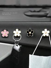 2 件花形汽车迷你挂钩 - 可爱雏菊汽车粘钩，汽车迷你仪表盘挂钩，粘贴在仪表板上，通用汽车卡车家用挂钩支架配件，适用于包袋收纳