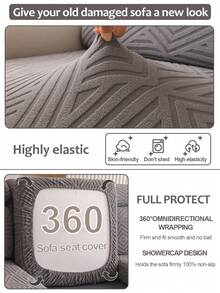 1件装弹力沙发套，宠物友好型，提花防尘沙发套，家具保护套，毛绒防滑沙发套，适用于卧室、办公室、客厅装饰，适合养猫人士，宠物家居装饰，客厅1/2/3/4座沙发套 - 深灰色 - 查看 5