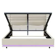 Polsterbett, Hydraulisches Bett 140/160 x 200 cm,  Regalkopfteil mit Stauraum, Bettgestell mit Lattenrost, bequem, für Schlafzimmer, Gästezimmer