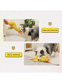Corn Straw Material Duck Plush Pet Doll, This Pet Doll Can Make Sounds When Chewing And Playing, It Is An Interactive Doll For Pets That Helps Consume Energy