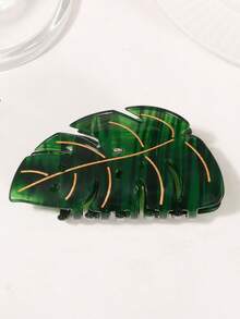 1/2pcs Acetate Leaf Design Hair Claw Clip, Elegant Versatile Fashionable Cute Shark Hair Claw For Daily Wear And Use - Leaves - View 4