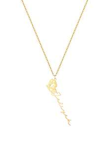Customized Cute Butterfly Name Necklace For Women, Stainless Steel Butterfly Pendant Necklace With Personalized Vertical Cursive Letter, Handmade Jewelry Gift For Girlfriend, Birthday, Holiday - Gold - View 10