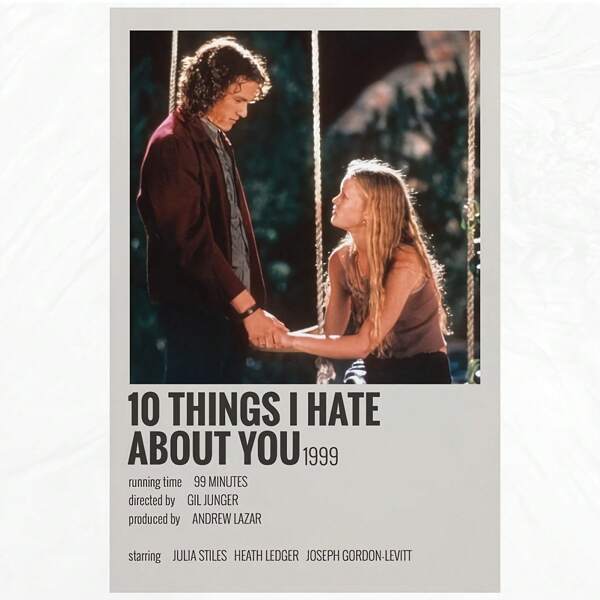 1pc Unframed Vibrant "10 Things I Hate About You" Canvas Wall Art Print - High-Quality, Waterproof, Unframed Poster For Home Decor, Living Room, Bedroom - Durable 12x16inch Canvas Material With Long-Lasting Colors